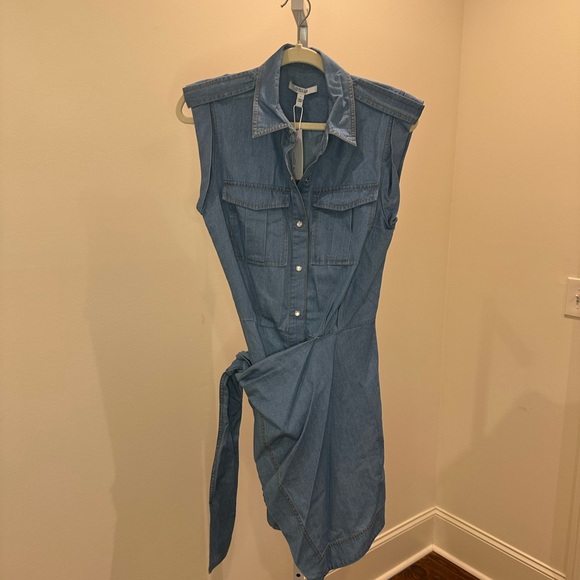 Derek Lam 10 Crosby Giselle Tie‑Front Cargo Mini Dress Light Wash Denim 6 NWT - Picture 7 of 10